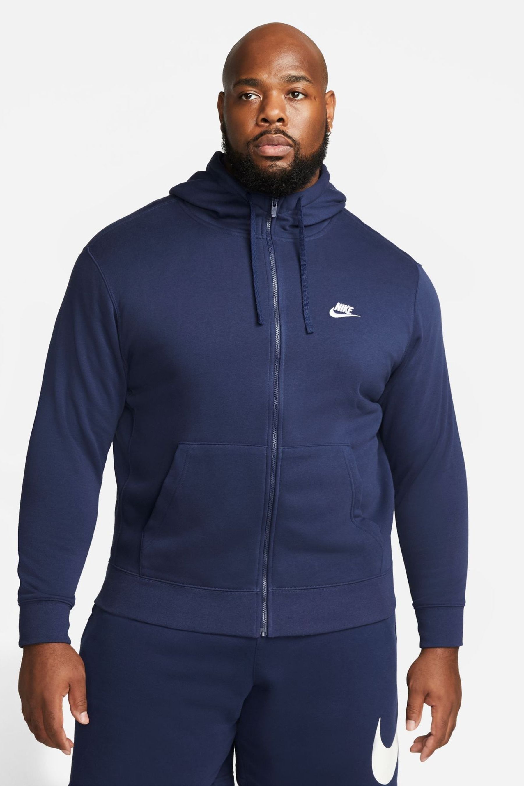 Buy Nike Navy Club Zip Through Hoodie from the Next UK online shop