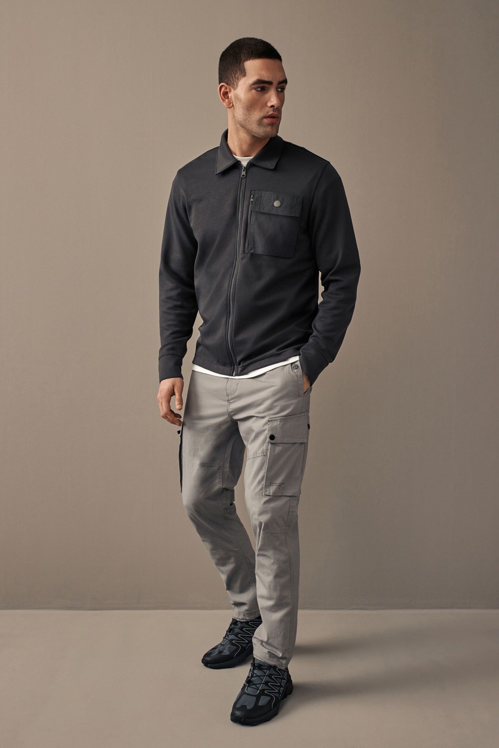 Slate Grey Utility Shacket - Image 2 of 10