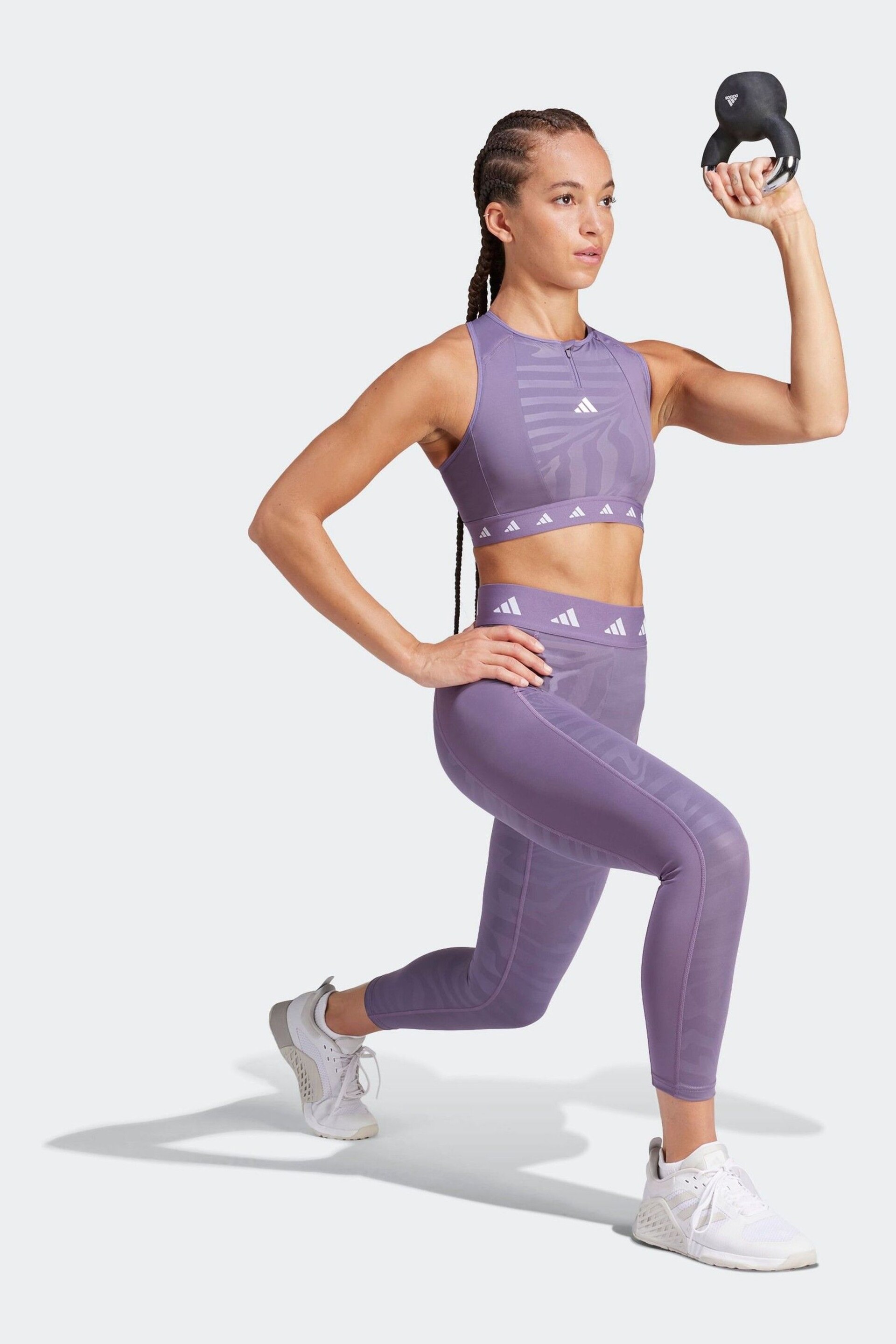 adidas Purple Techfit Printed 7/8 Leggings - Image 1 of 8