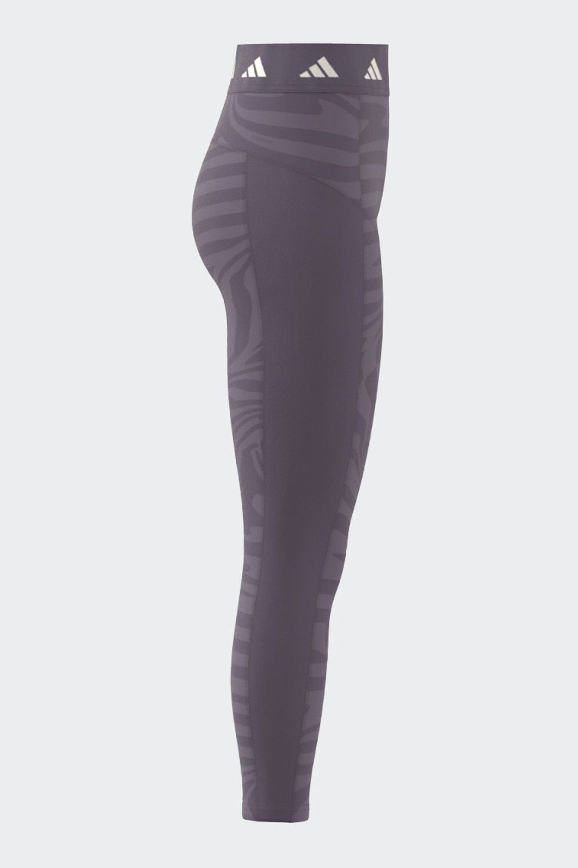 adidas Purple Techfit Printed 7/8 Leggings - Image 7 of 8