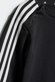 adidas Black/Grey Kids Essentials 3 Stripes Jogger Set - Image 3 of 7