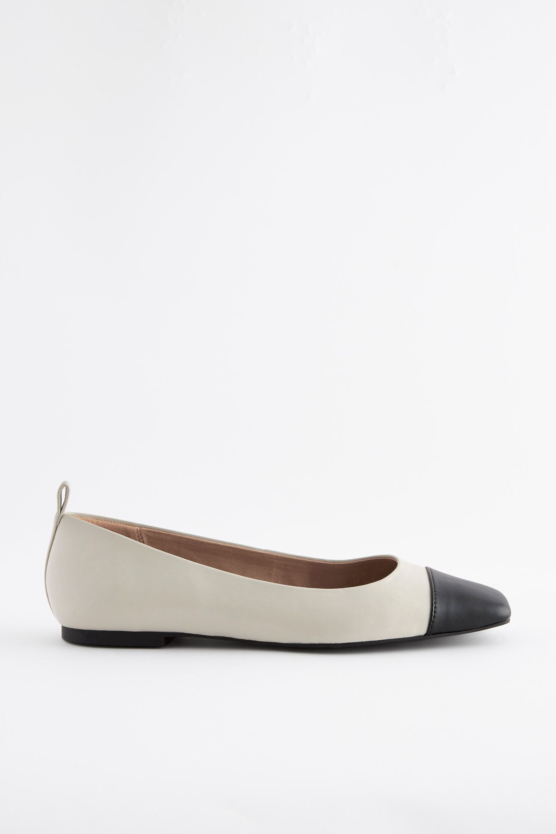 Bone White/Black Toe Cap Forever Comfort® Leather Toe Cap Ballerinas Shoes - Image 5 of 8