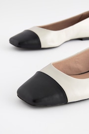 Bone White/Black Toe Cap Forever Comfort® Leather Toe Cap Ballerinas Shoes - Image 6 of 8