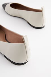 Bone White/Black Toe Cap Forever Comfort® Leather Toe Cap Ballerinas Shoes - Image 7 of 8