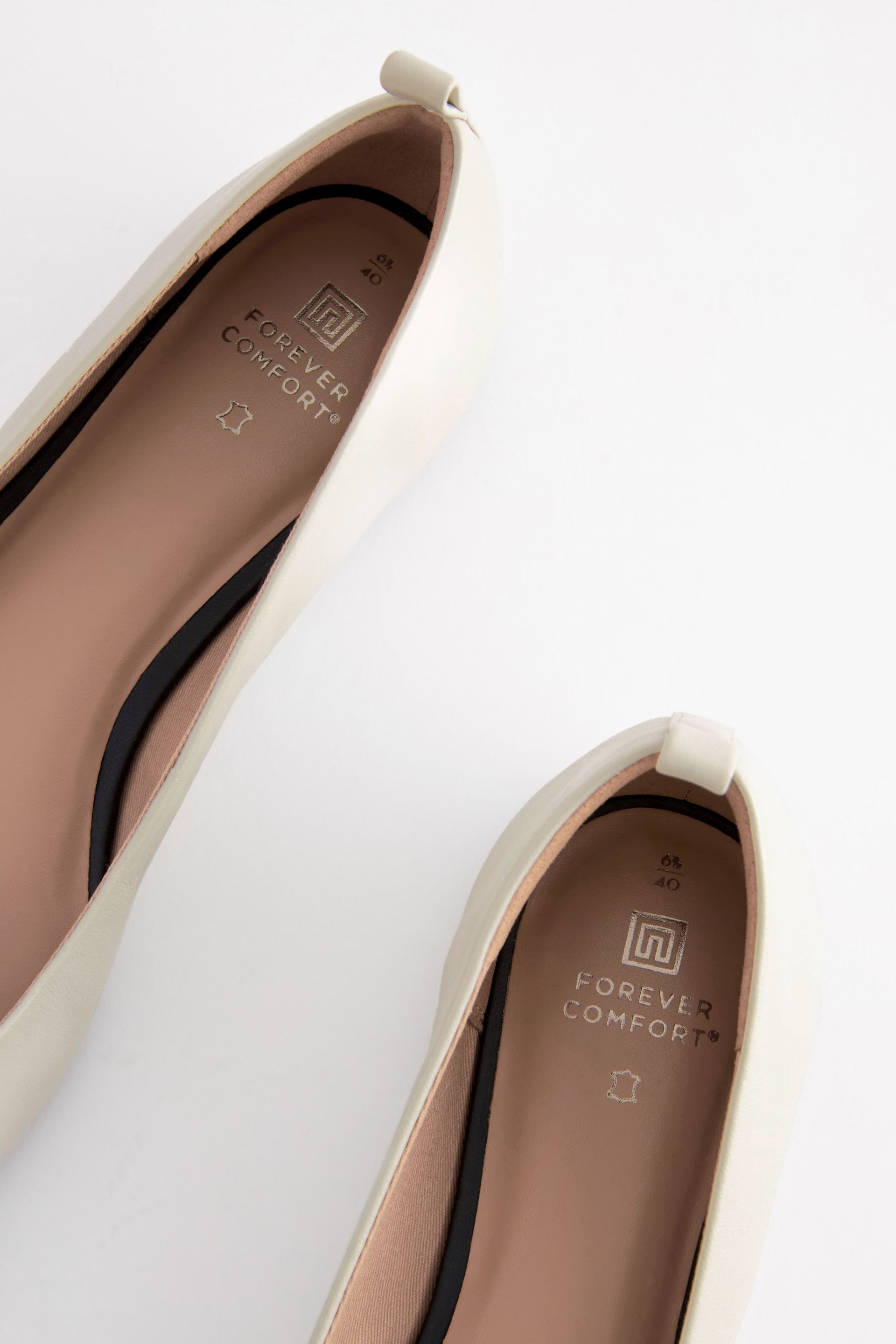 Bone White/Black Toe Cap Forever Comfort® Leather Toe Cap Ballerinas Shoes - Image 8 of 8