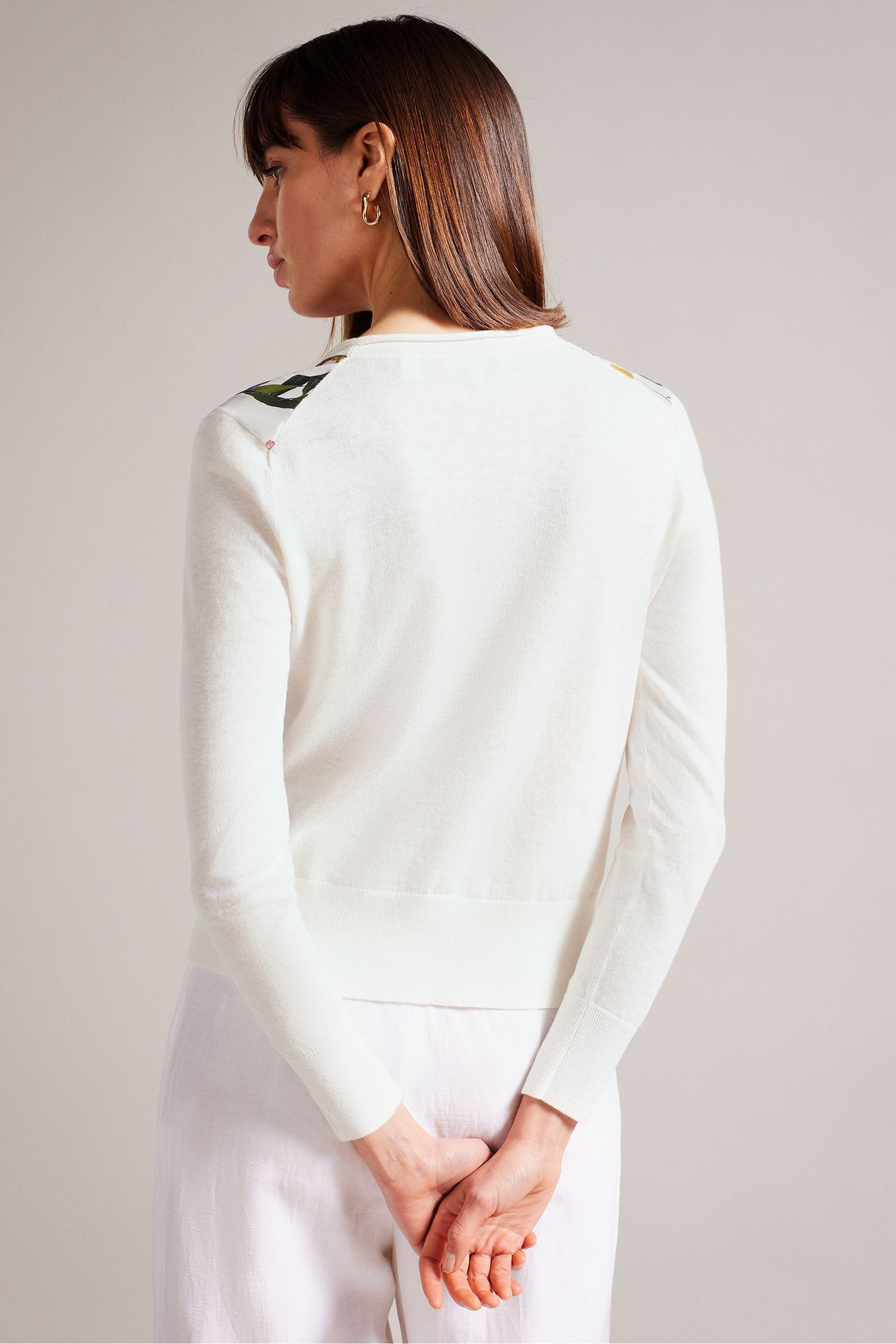 Buy Ted Baker Chantri White Woven Front Printed Cardigan from Next Luxembourg