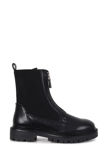 Linzi Black Della Ankle Boots With Zip Detail