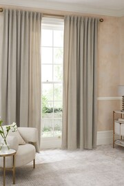 Pebble Natural Sumptuous Velvet Hidden Tab Top Lined Curtains - Image 1 of 6