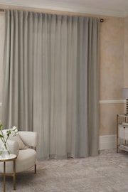 Pebble Natural Sumptuous Velvet Hidden Tab Top Lined Curtains - Image 2 of 6