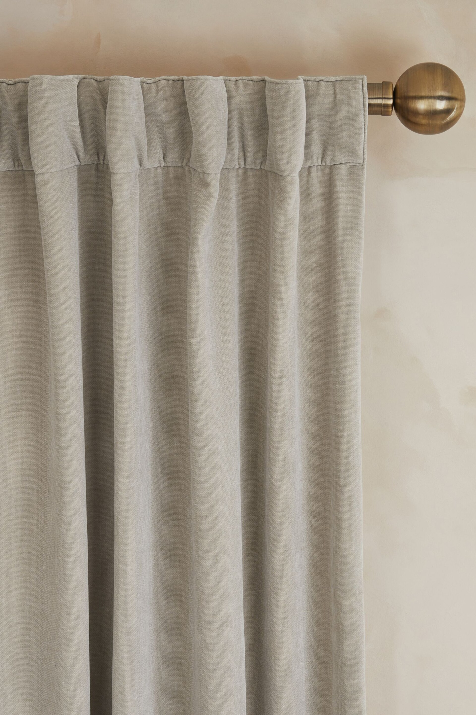 Pebble Natural Sumptuous Velvet Hidden Tab Top Lined Curtains - Image 4 of 6