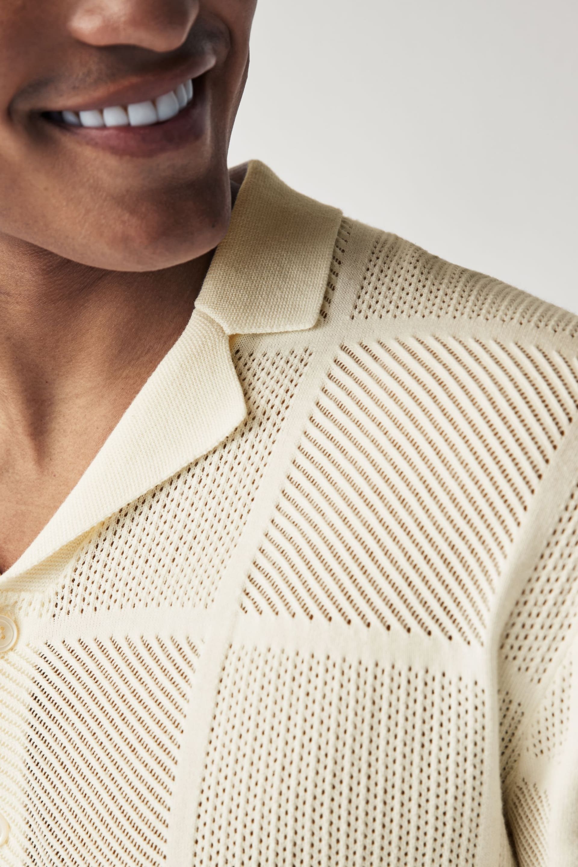 White Relaxed Crochet Button Through Shirt - Image 5 of 8