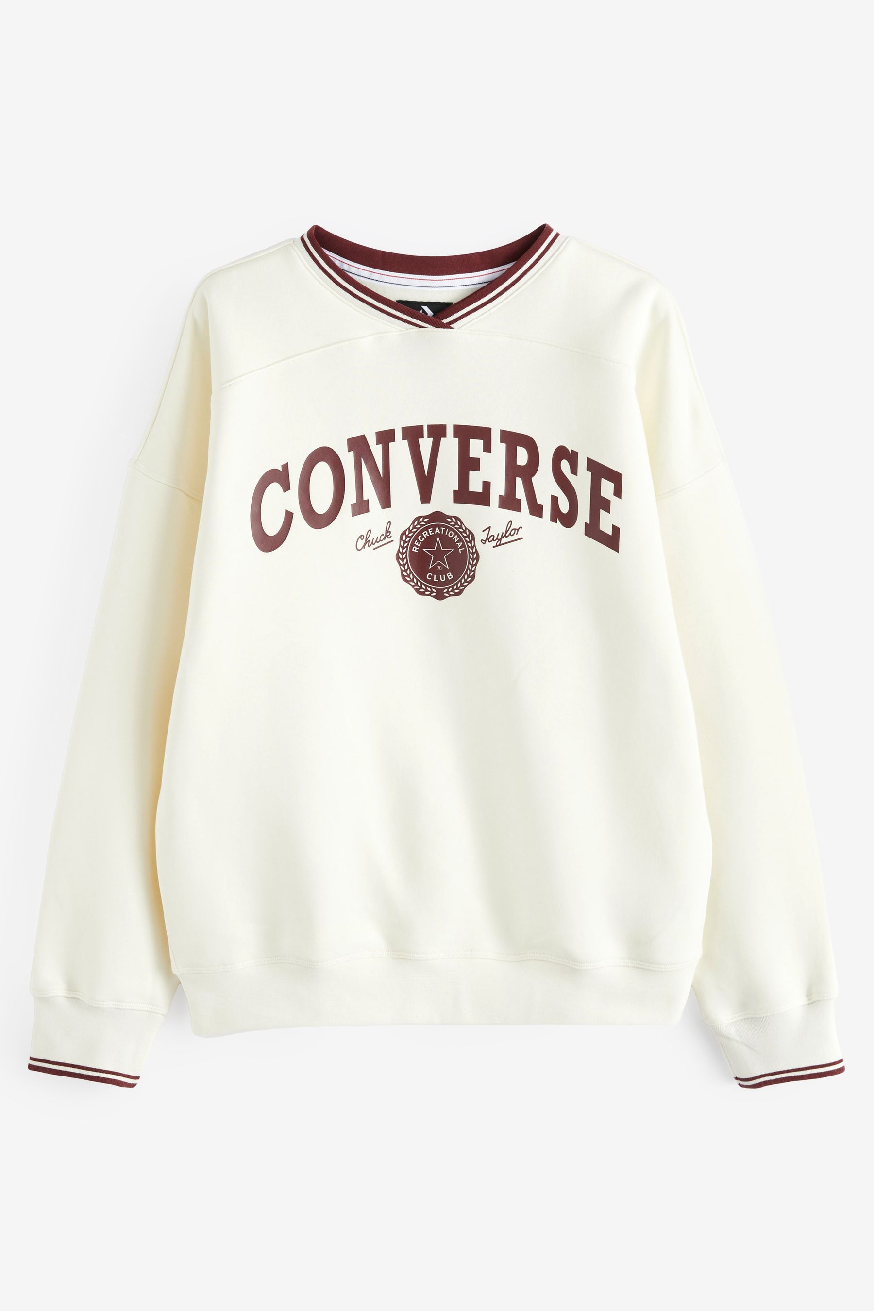 Buy Converse Cream Oversized Retro Chuck V Neck Sweatshirt from Next Luxembourg