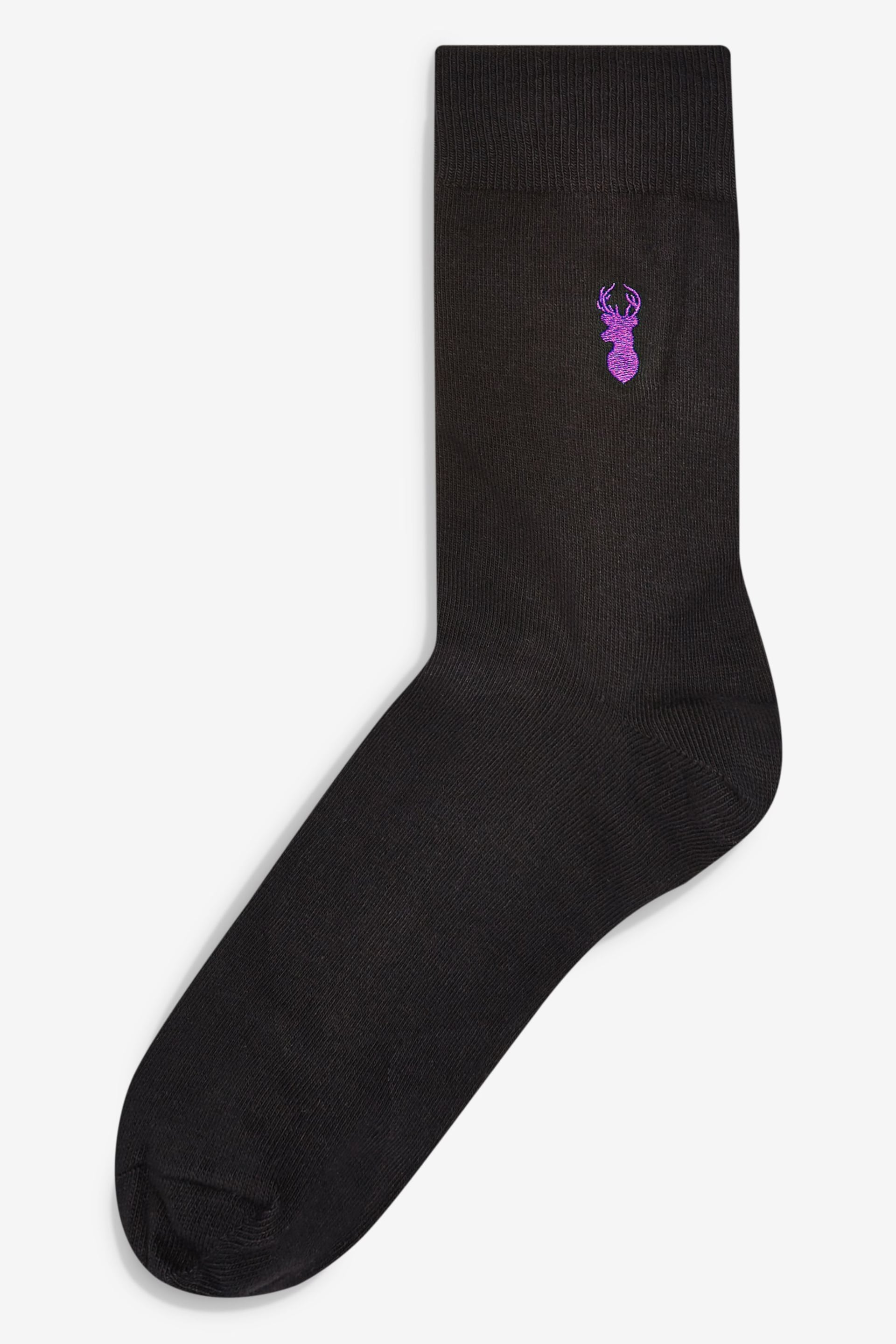 Black Multi Stag 8 Pack Embroidered Stag Socks - Image 5 of 10