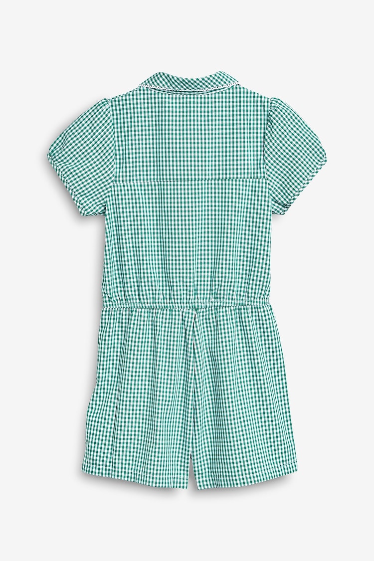 Green Cotton Rich Gingham School Playsuit (3-14yrs) - Image 3 of 5