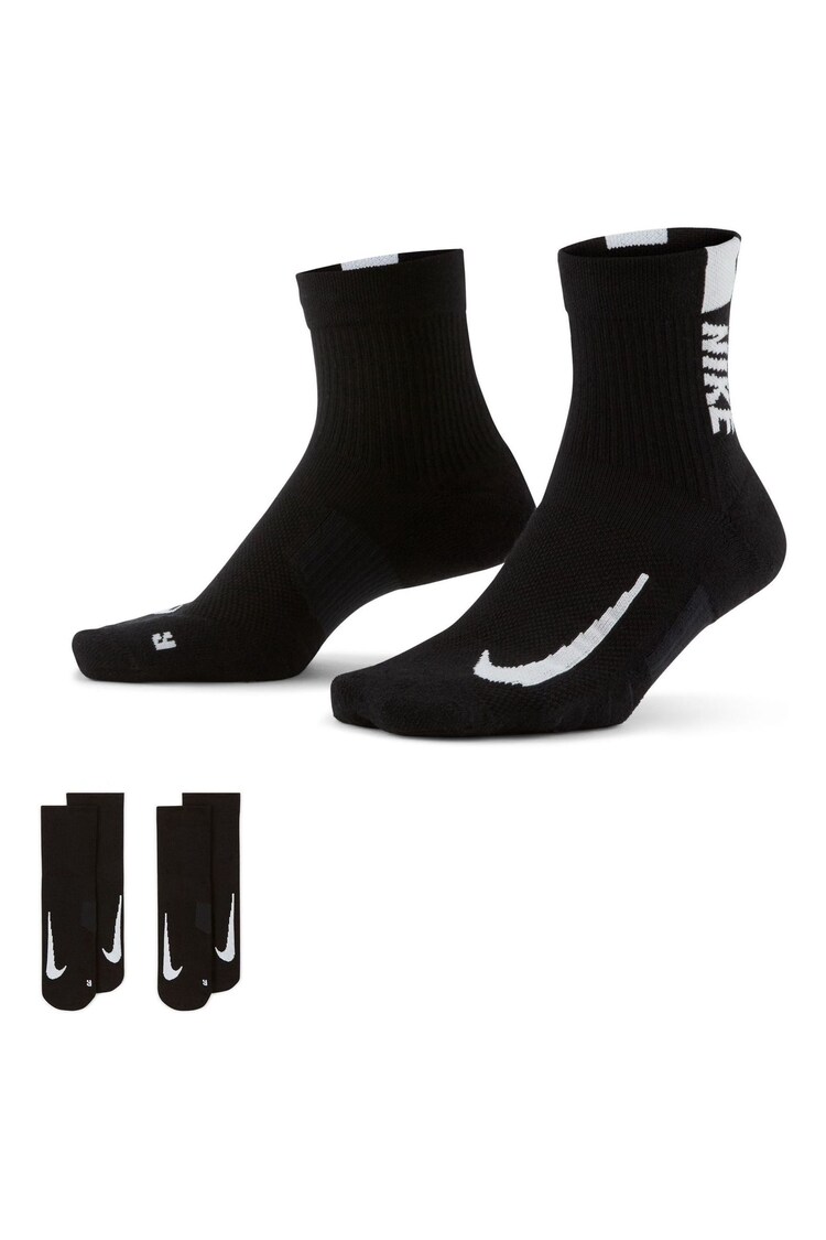 Nike Black Multiplier Running Ankle Socks 2 Pack - Image 1 of 4