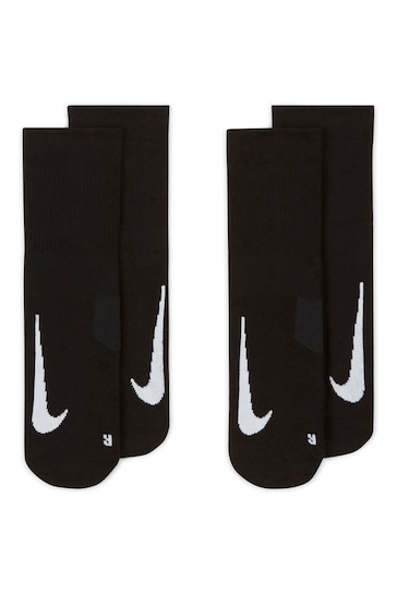 Nike Black Multiplier Running Ankle Socks 2 Pack