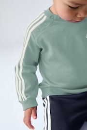 adidas Aqua Blue Kids Essentials 3 Stripes Jogger Set - Image 3 of 4