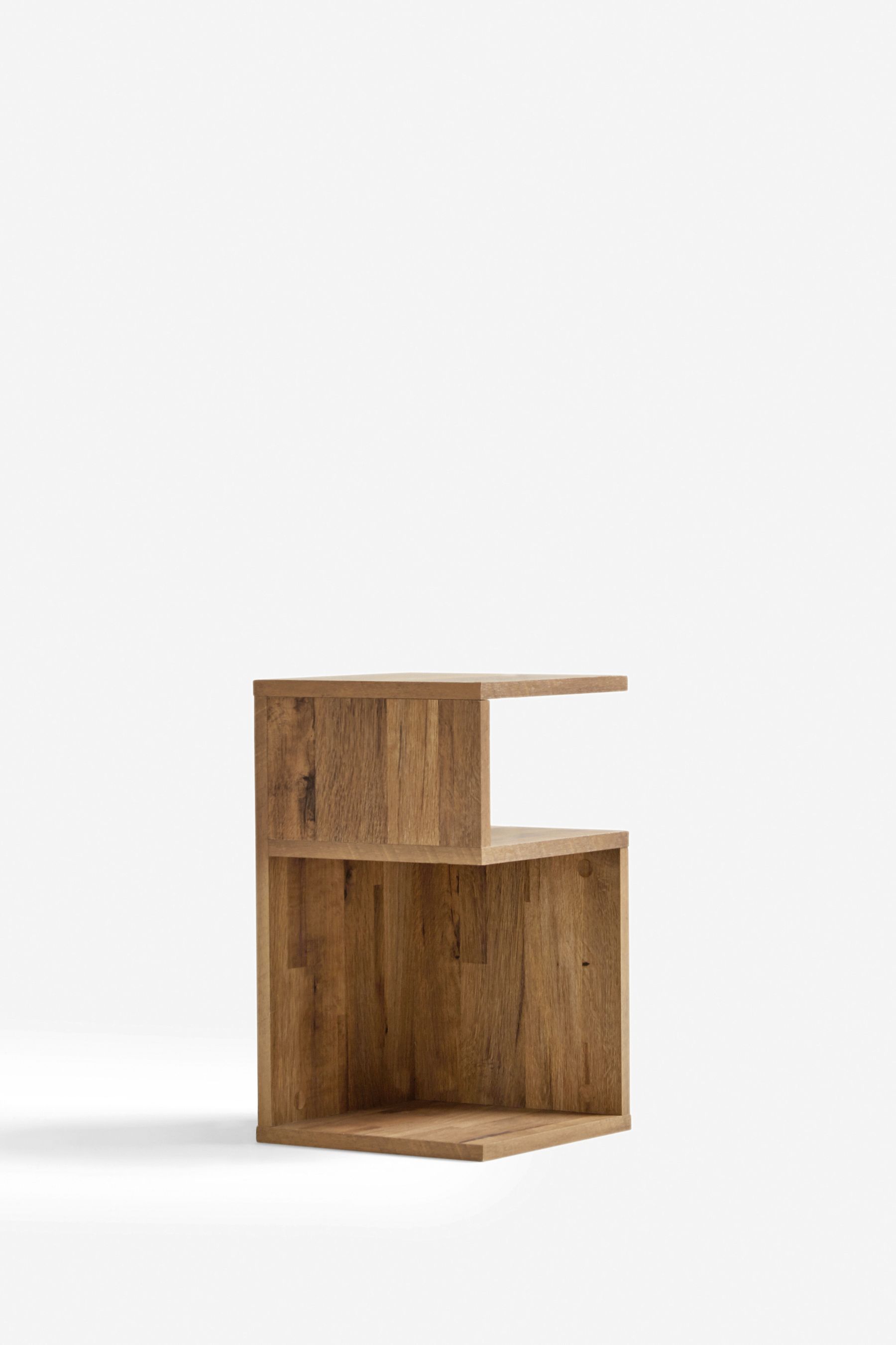 Dark Bronx Oak Effect Shaped Side Table