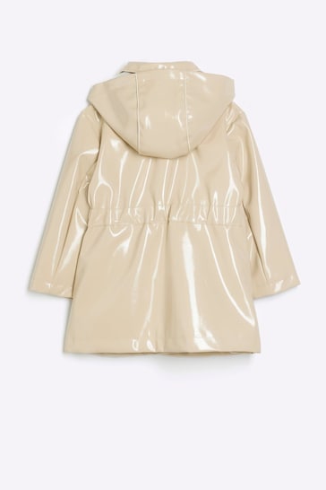 River Island Girls Beige Glam Trench Brown Coat