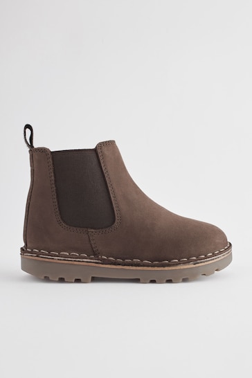 Chocolate Brown Standard Fit (F) Warm Lined Leather Chelsea Boots
