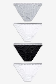 White/Black/Grey High Leg Cotton Rich Logo Knickers 4 Pack - Image 1 of 7