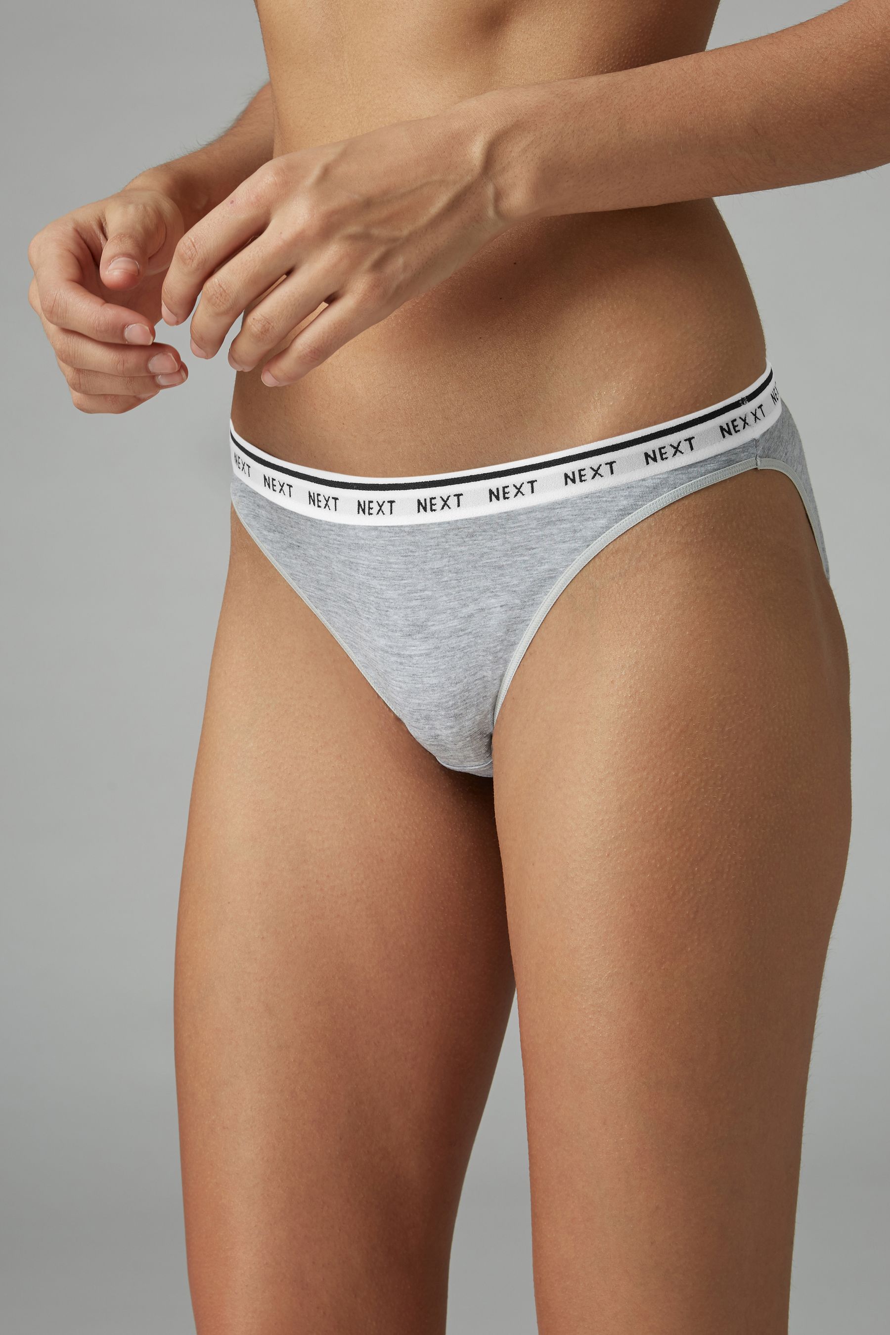 Monochrome High Leg Cotton Rich Logo Knickers 4 Pack