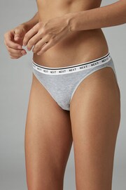 White/Black/Grey High Leg Cotton Rich Logo Knickers 4 Pack - Image 2 of 7