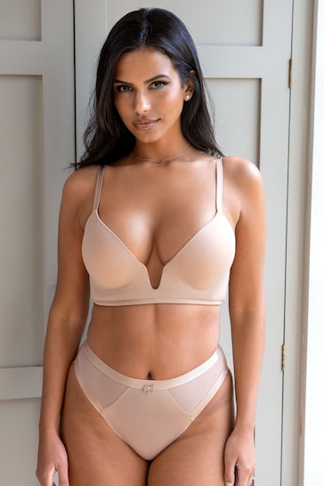 Pour Moi Natural Definitions U Wire Plunge Low Back Push Up Bra