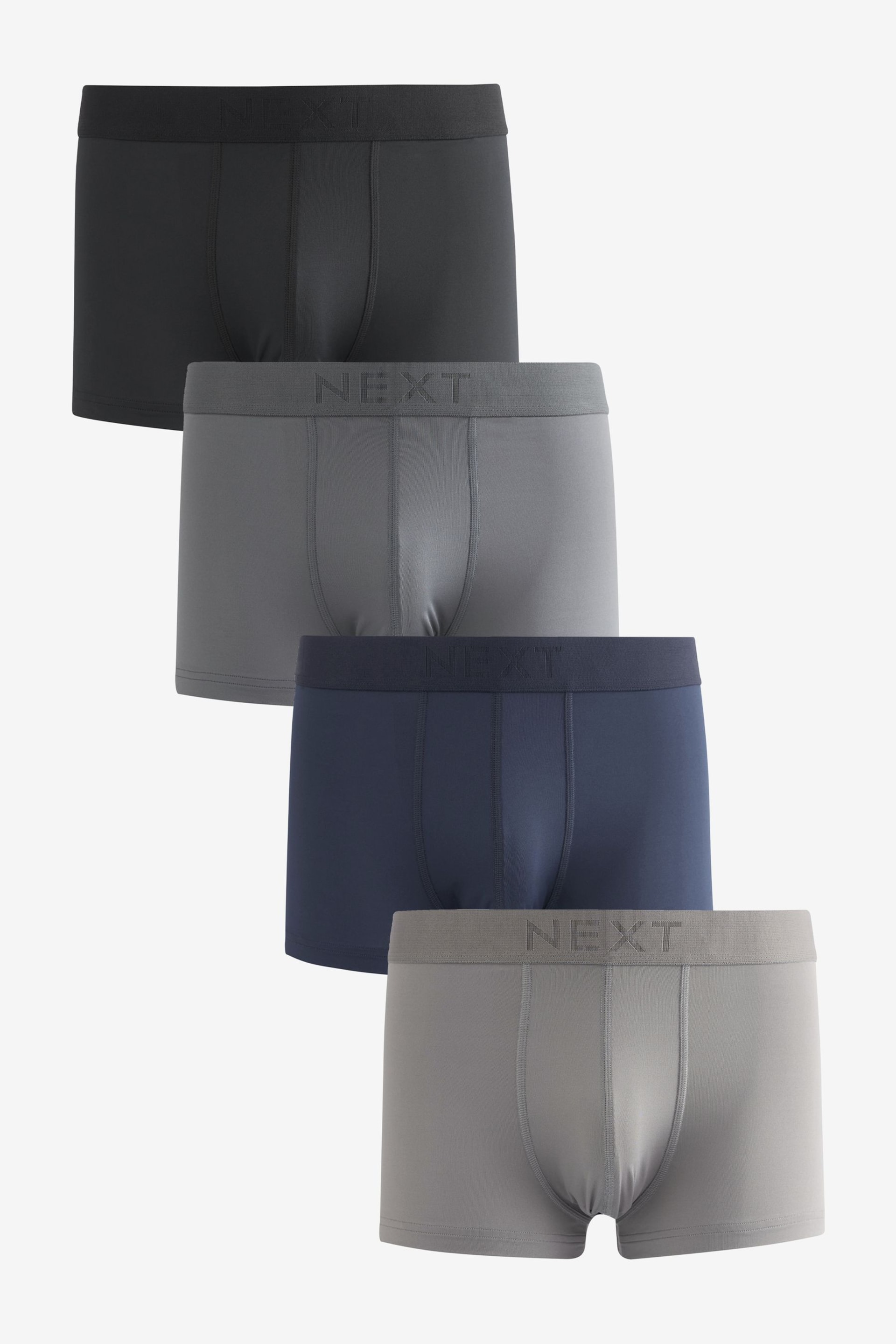 Grey/Navy Blue Motionflex A-Fronts Boxers 4 Pack - Image 1 of 8