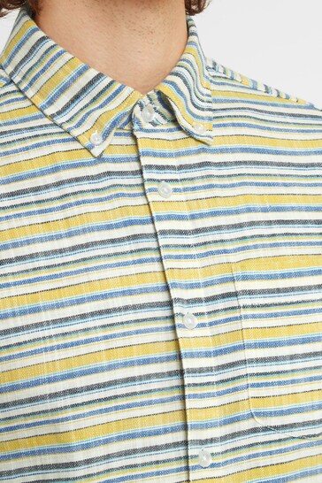 mens yellow and blue striped shirt