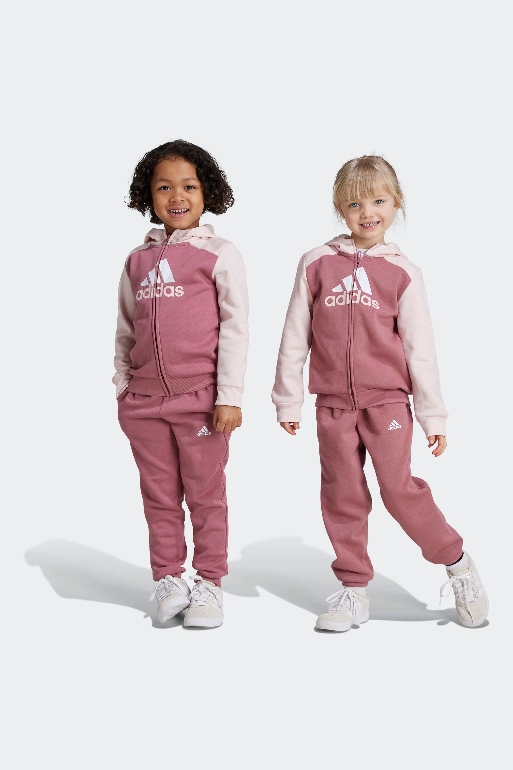adidas Pink Kids Essentials Big Logo Fleece Tracksuit
