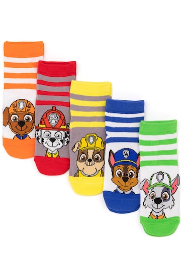 Vanilla Underground Yellow Paw Patrol Multicoloured Boys Multi-Character Face Graphic Calf Socks Set of 5