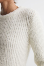 Reiss Ivory Iris Ribbed Fluffy Crew Neck Jumper - Image 1 of 5