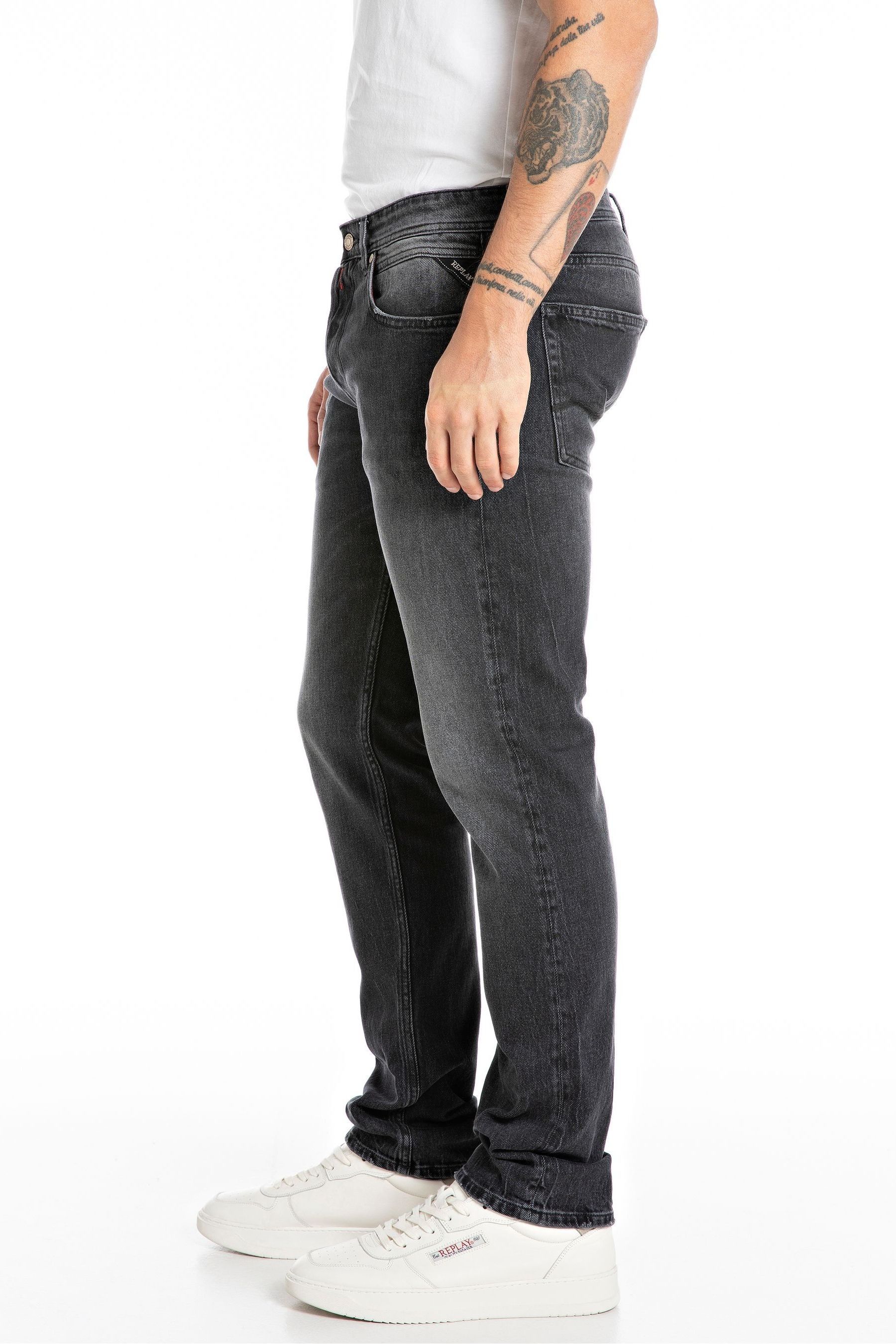 Buy Replay Black Delave Straight Fit Grover Jeans from Next Luxembourg