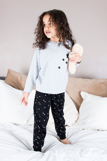 Pour Moi Grey Mini Moi Star Print Jersey Joggers Pyjamas Set