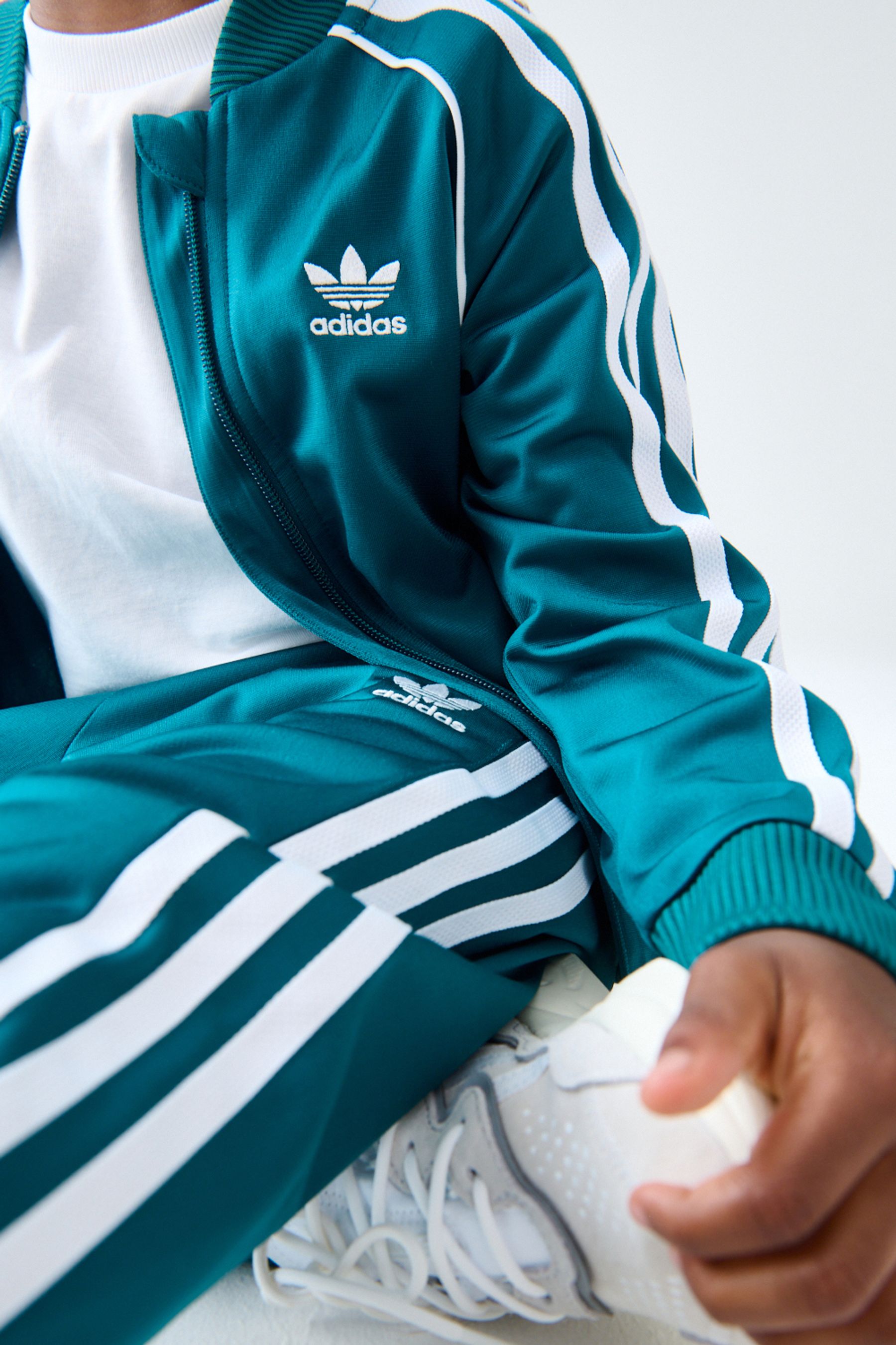 Adidas tracksuit teal best sale