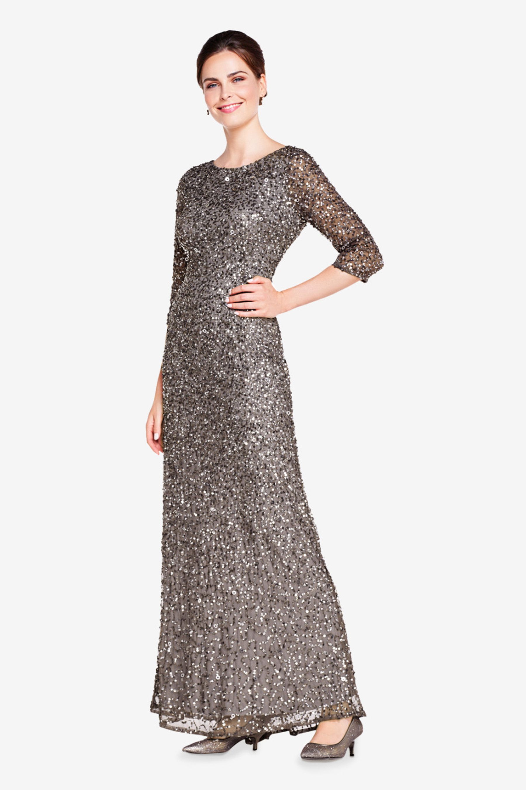 Adrianna papell shop gray sequin dress