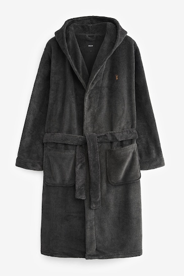 Slate Grey Supersoft Hooded Dressing Gown