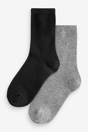 Black Thermal Merino Wool Blend Ankle Socks with Cashmere 2 Pack