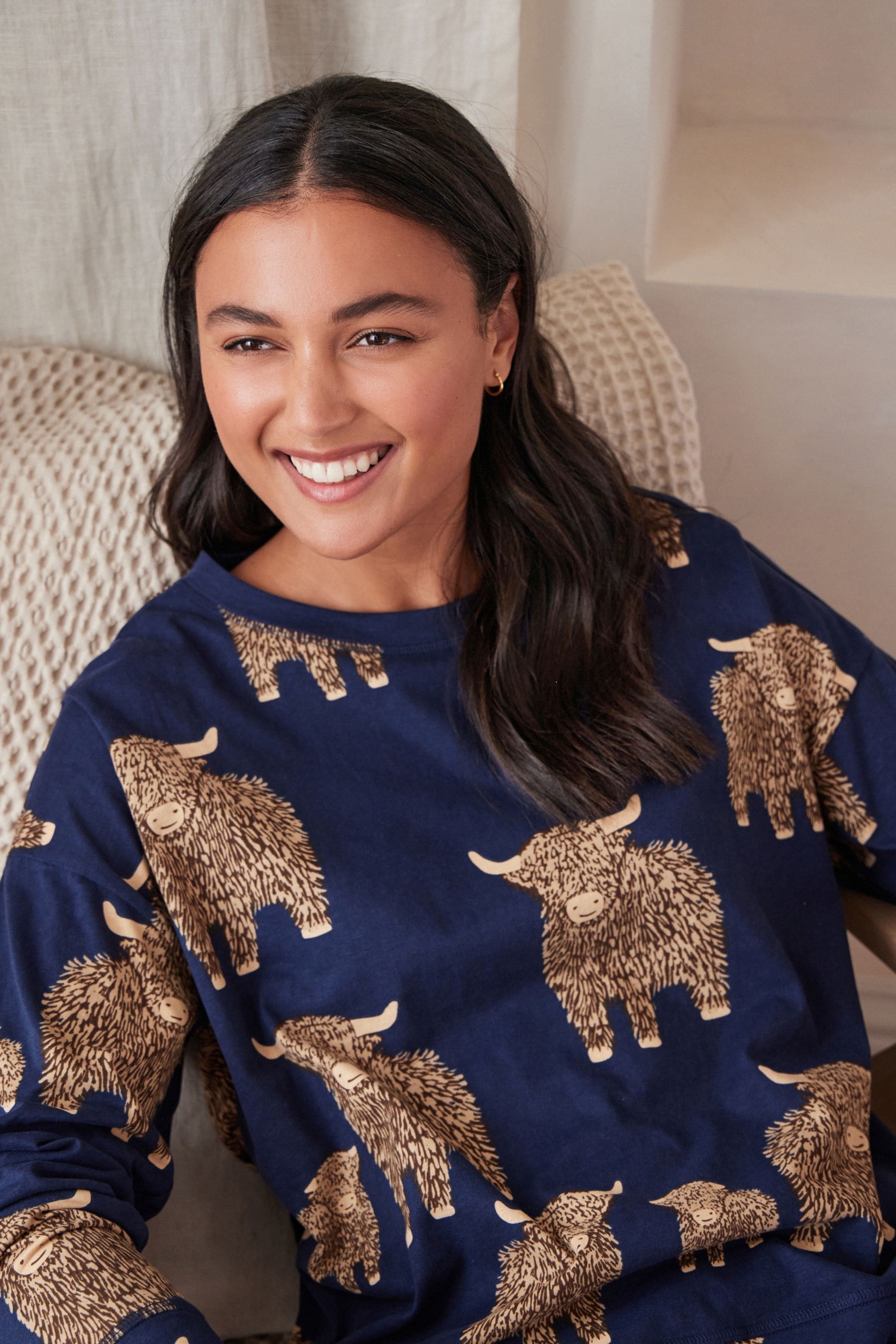 Buy Navy Blue Hamish Cotton Long Sleeve Pyjamas from the Next UK