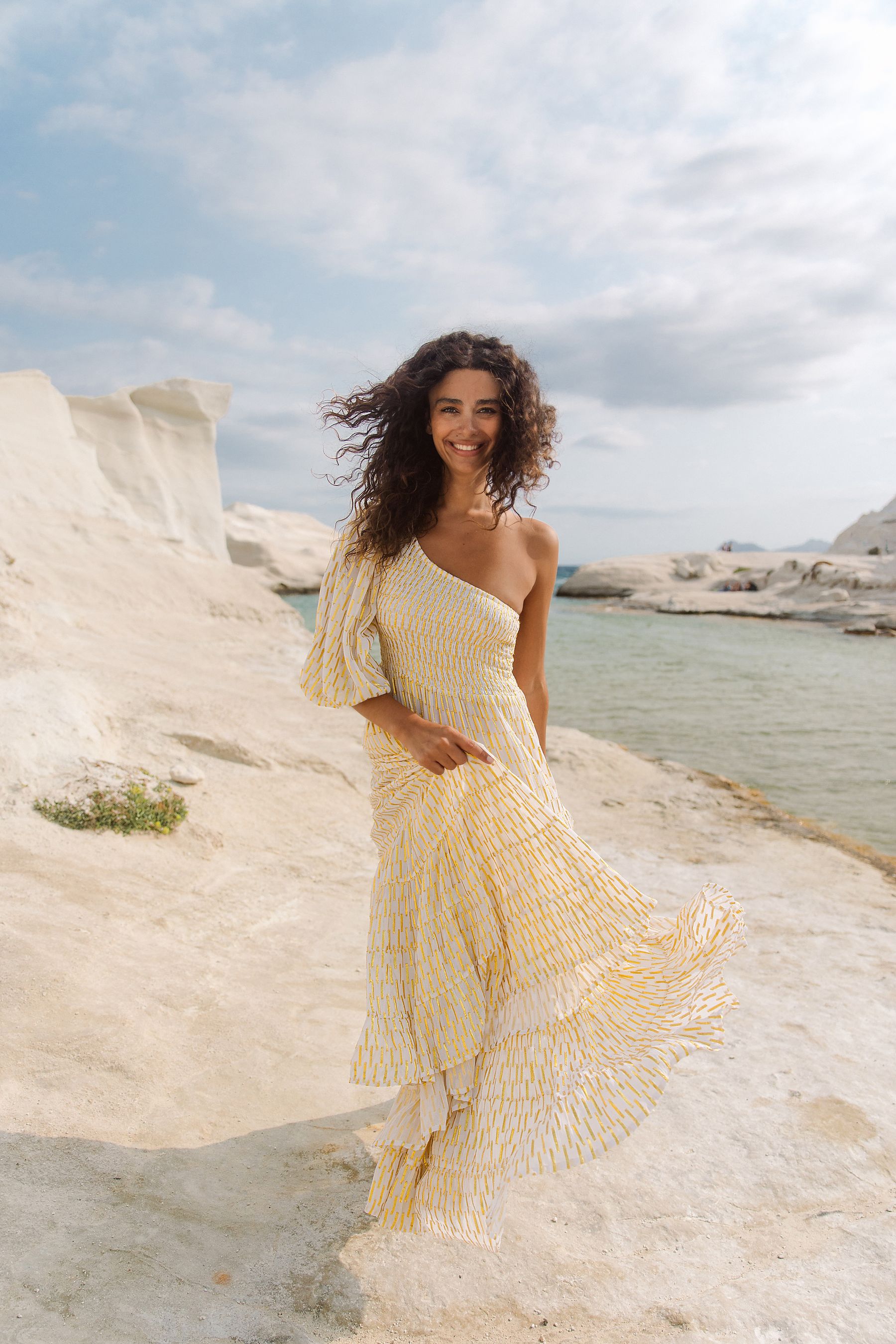 White and gold sundress sales