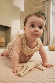 Rust Brown/ Cream Floral Baby Crochet Bloomer Romper (0mths-2yrs) - Image 1 of 8