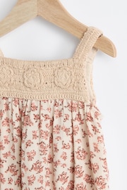 Rust Brown/ Cream Floral Baby Crochet Bloomer Romper (0mths-2yrs) - Image 5 of 8