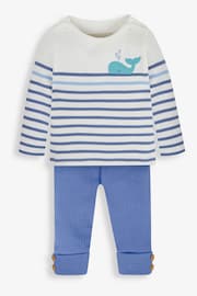 JoJo Maman Bébé Indigo Blue Breton Top & Rib Leggings Set - Image 2 of 6