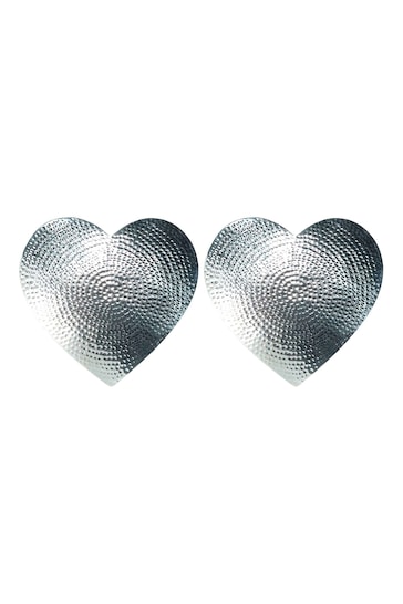 The Just Slate Company Silver 2 Heart Flat Hammered Placemats