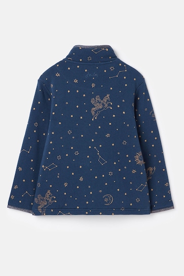 Joules Fairdale Luxe Navy Quarter Zip Printed Sweatshirt with Fleece Lining