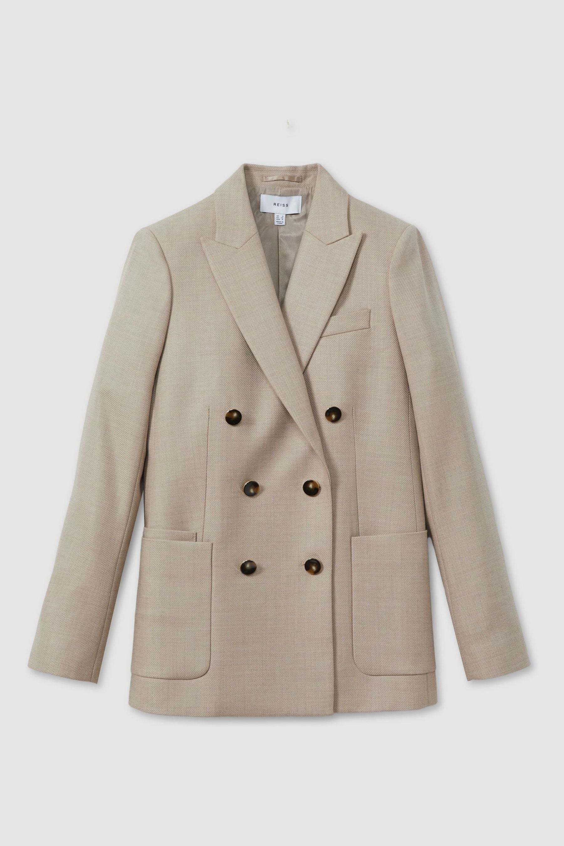 Buy Reiss Neutral Harriet Petite Wool Blend Double Breasted Blazer from Next Luxembourg