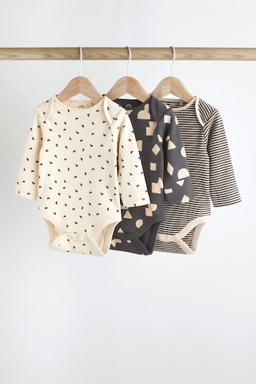 Monochrome Baby Long Sleeve Bodysuits 3 Pack