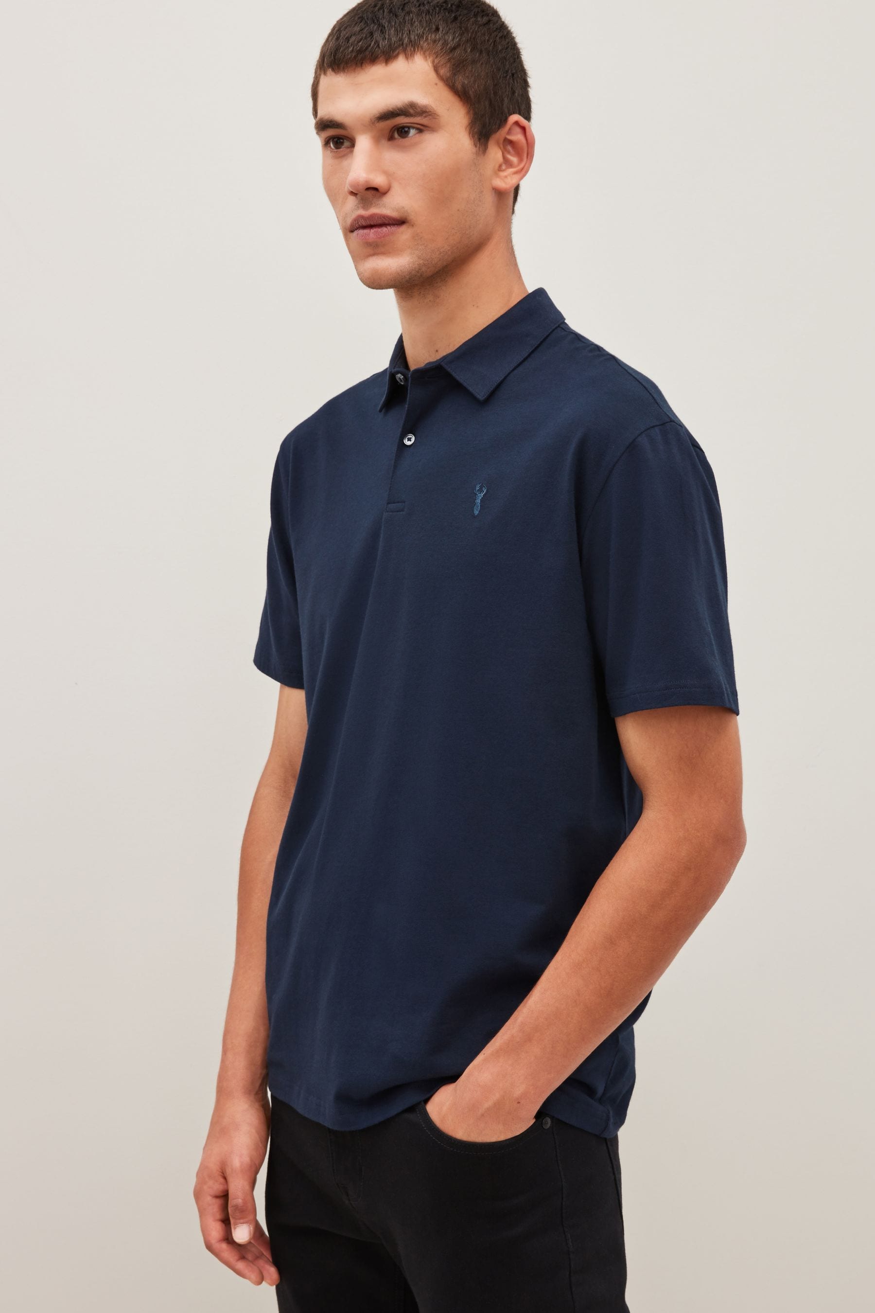 Buy Navy Teal Blue Pink Jersey Polo Shirts 3 Pack from the Next UK