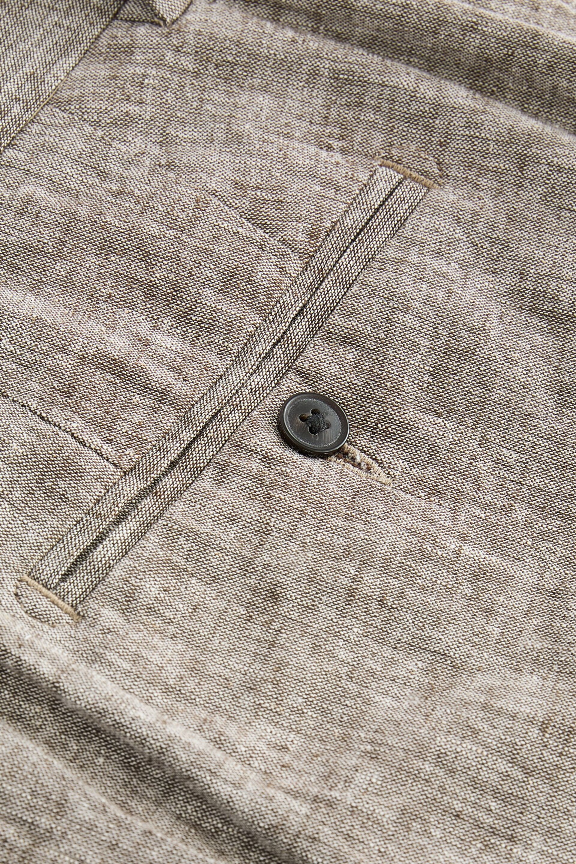 Brown Linen Cotton Chino Shorts with Belt Included - Image 8 of 10